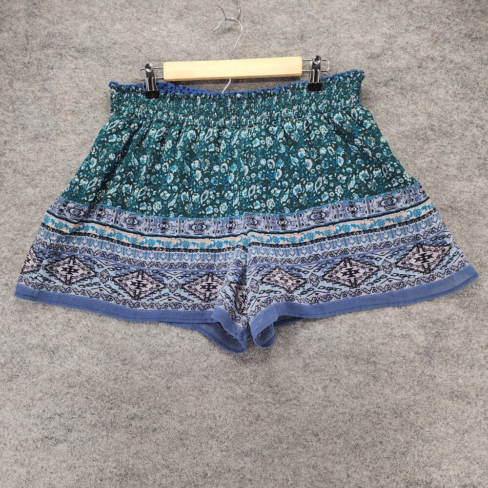 Maurices Shorts Womens XL Paperbag Blue Green Pull On